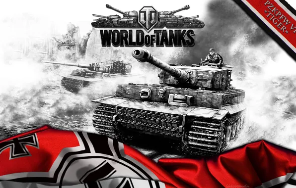 Tiger, Germany, art, tank, tanks, tiger, WoT, World of Tanks