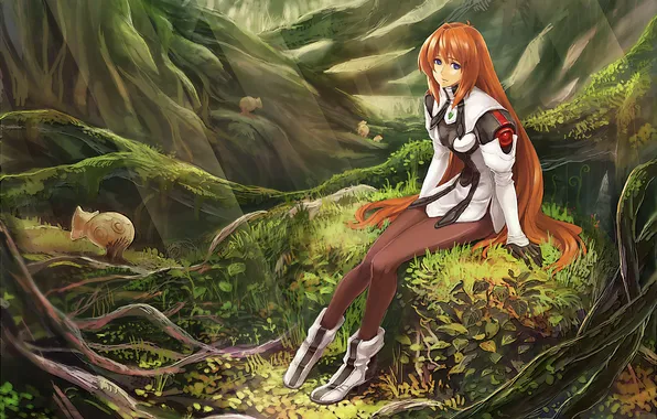 Forest, girl, anime