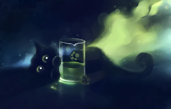 Picture cat, glass, kitty, apofiss