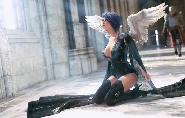 Girl, Angel, Wings, Angel, 3D graphics