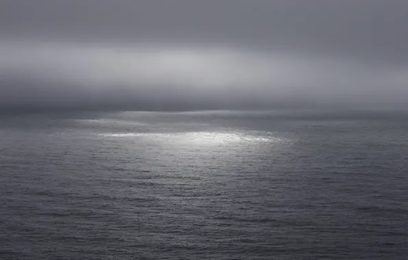 Sea, storm, sunlight, gray clouds