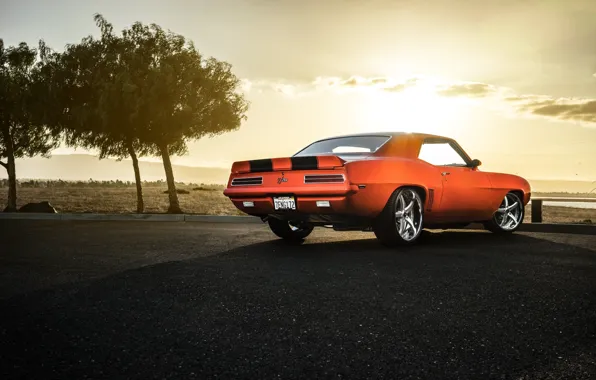 Chevrolet, Muscle, Camaro, Orange, Car, Sunset, American, Z28