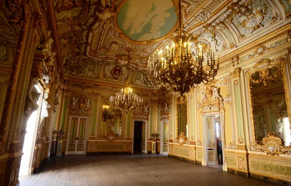 Candles, door, Palace, chandeliers, Malta, palazzo parisio