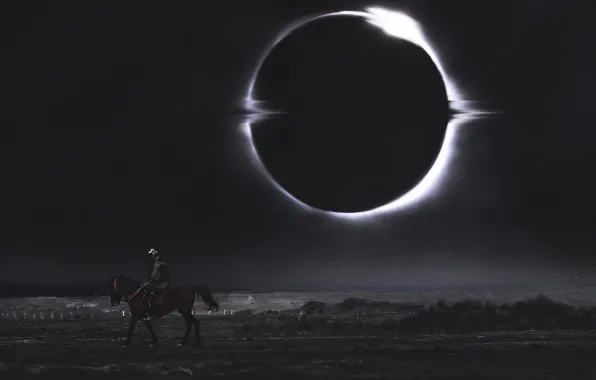 Horse, The moon, Star, Horse, Eclipse, Eclipse, Fiction, Concept Art