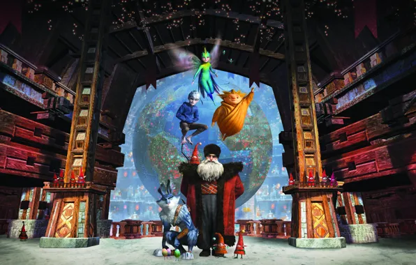Picture cartoon, New Year, fantasy, DreamWorks, 2013, Santa Claus, Rise of the guardians, The Easter Bunny