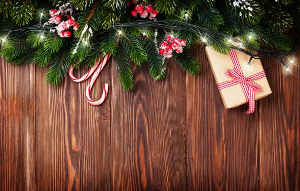Decoration, berries, tree, New Year, Christmas, garland, Christmas, wood