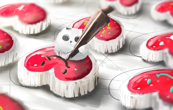 Hearts, cookies, owlet, Valentines