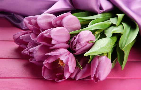 Flowers, bouquet, tulips, wood, pink, flowers, tulips, spring