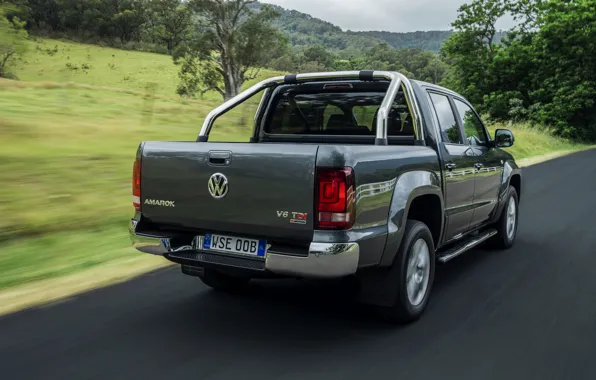 Picture road, movement, Volkswagen, pickup, Amarok, Highline, Double Cab, 2016