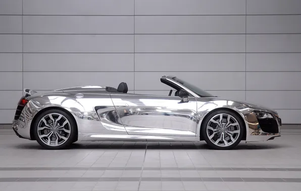 Car, machine, reflection, reflection, 3000x2082, audi r8 v10 spyder chrome