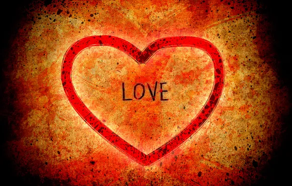Picture love, orange, red, background, mood, heart, feelings, red