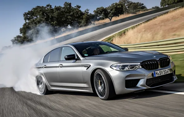 Grey, smoke, track, BMW, sedan, 4x4, 2018, four-door