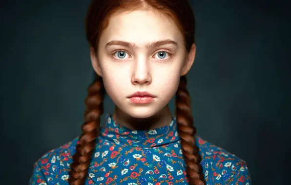 Portrait, girl, braids, Alexander Vinogradov