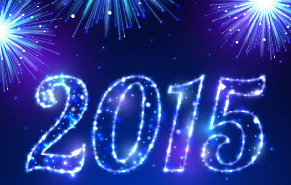 Picture salute, New Year, blue, New Year, fireworks, Happy, sparkle, 2015