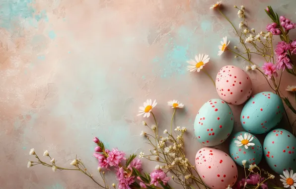 Flowers, holiday, eggs, spring, Easter, painted, eggs, Easter