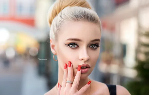 Look, face, background, model, hand, portrait, makeup, hairstyle