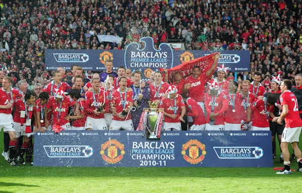 Picture joy, red, coach, fans, Champagne, Scholz, Ferdinand, the FA Cup.