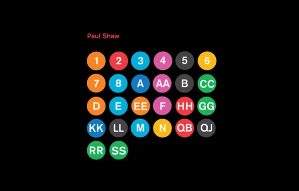 Picture letters, black, figures, mug, subway system, Paul Shaw