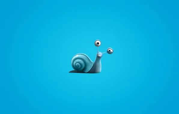 Picture snail, minimalism, blue background, Turbo, Turbo, snail