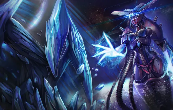 Picture girl, stones, hand, art, crystals, League of Legends, Lissandra