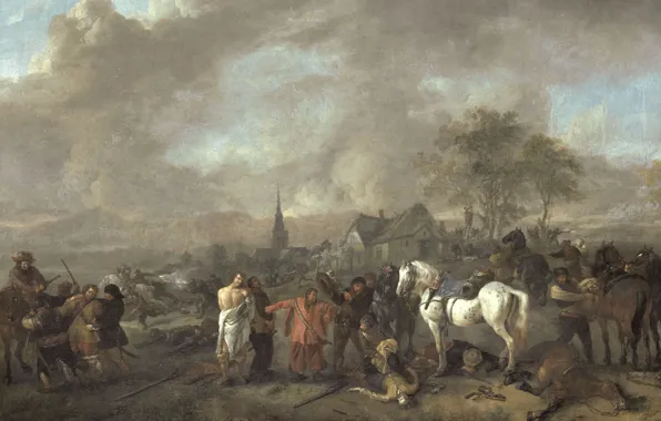 Oil, picture, canvas, Philips Bowerman, A Victory For Farmers