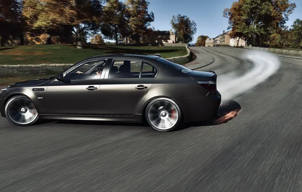 HDR, BMW, Drift, Fire, Fall, Street, Smoke, Game