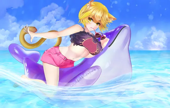 Girl, sexy, game, beach, shorts, sky, legs, sea