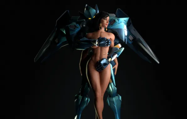 Chest, girl, feet, naked, body, beauty, armor, Overwatch