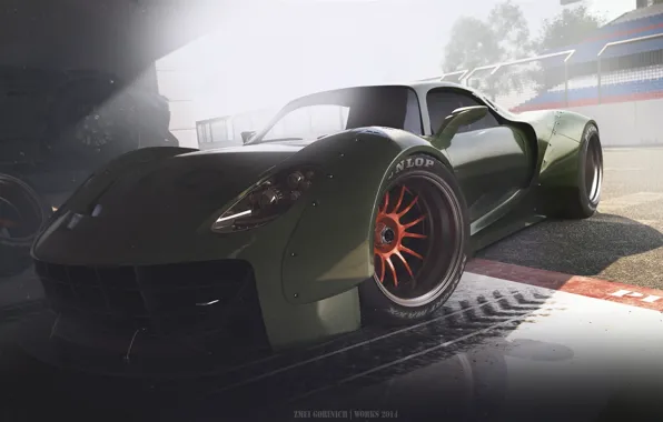 Picture Concept, Porsche, Car, Race, Front, 918, Wheels, Garage