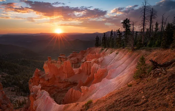 Picture the sun, rays, sunset, canyon, USA