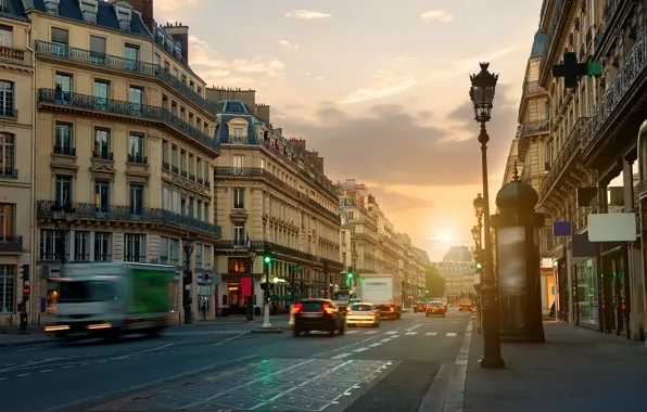 Sunset, Road, Lights, Poster