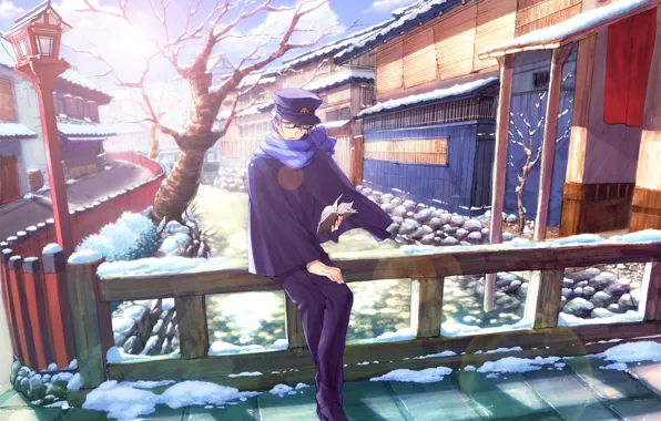 The city, anime, art, book, guy, Vocaloid