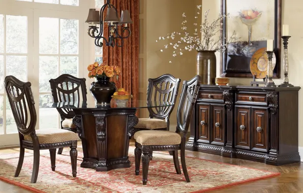 Room, interior, interior, dining room, dining room, rustic style