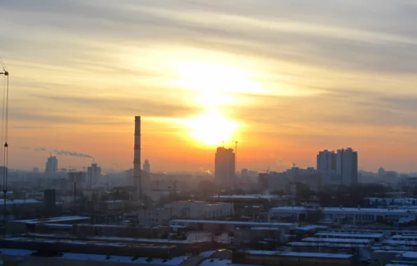 The sun, The sky, The city, Dawn, Minsk