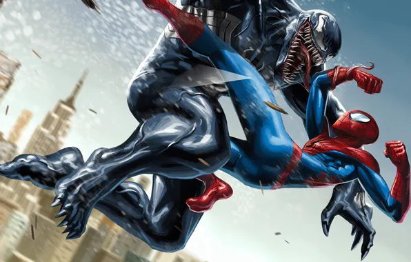 Picture Marvel, Venom, Peter Parker, Spider Man, Eddie Brock, Comics Art