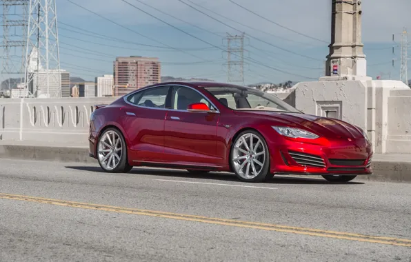 Picture red, Tesla, Tuning, Model S