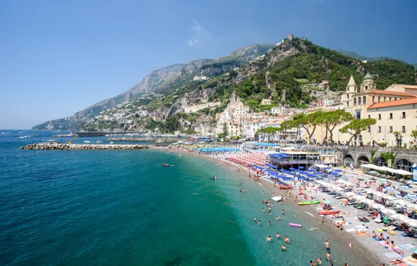 Beach, Italy, panorama, Amalfi