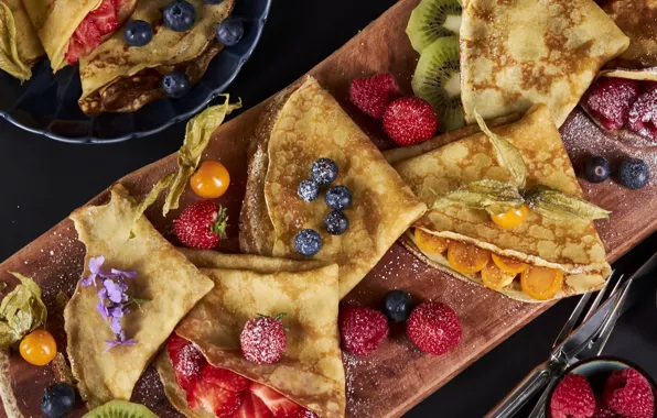 Berries, food, pancakes