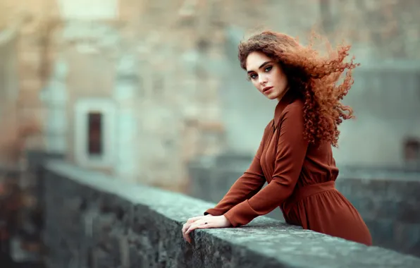 Look, girl, bridge, face, pose, castle, hands, makeup