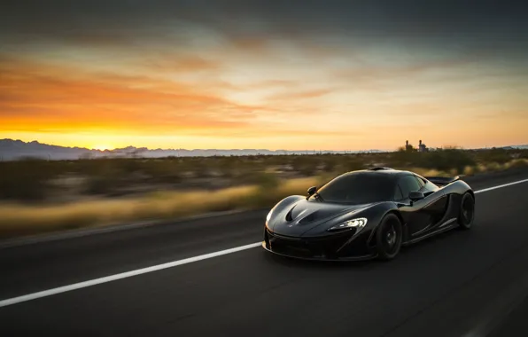 Picture car, auto, supercar, black, in motion, McLaren, McLaren P1