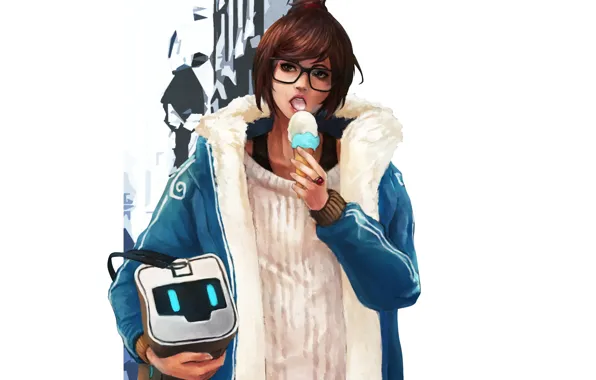 Glasses, ice cream, bag, art, mei, overwatch, Mei-Ling Zhou, winter collection