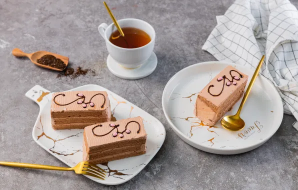 Tea, Cup, cake, glaze