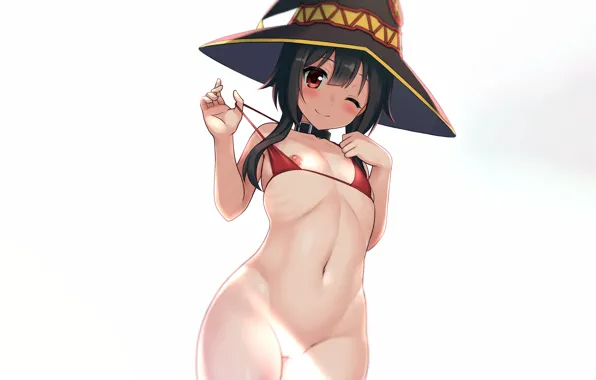 Girl, sexy, long hair, nipples, boobs, anime, beautiful, red eyes