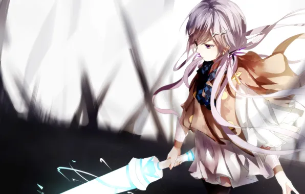 Girl, weapons, magic, sword, anime, art, vocaloid, xin hua