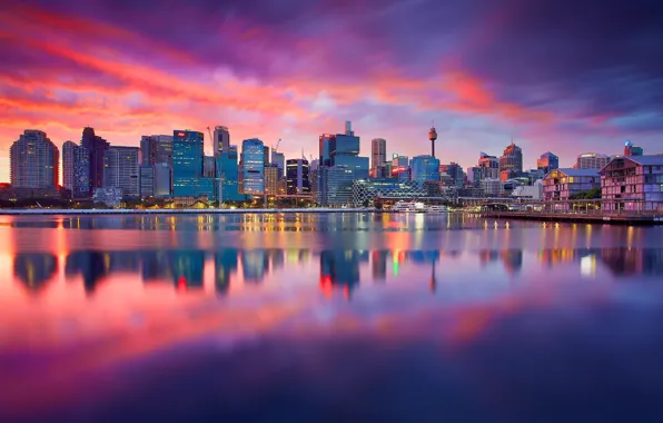 Picture the city, river, dawn, building, home, Sydney