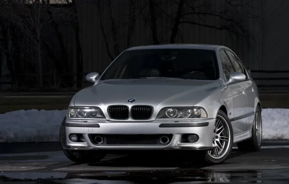 Picture BMW, Carbon, Snow, E39, Silver, Asphalt