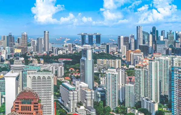 City, skyline, houses, Singapore, buildings, architecture, skyscrapers, Asia