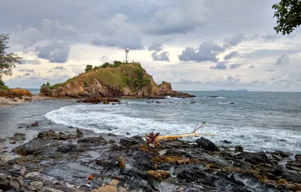 Sea, Lighthouse, Rock