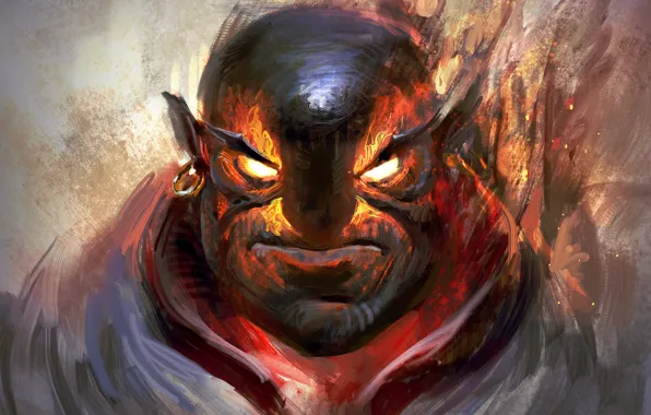 Picture face, lights, art, dota 2, Xin, Ember Spirit, moba