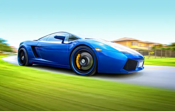 Road, the sky, speed, Lamborghini, Gallardo